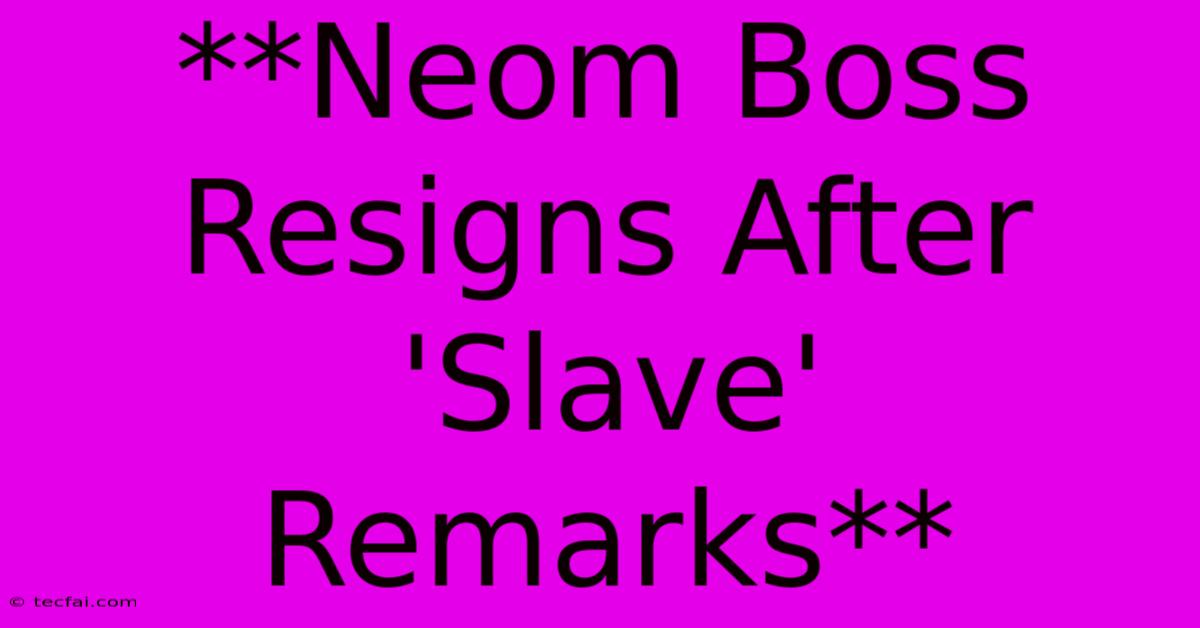 **Neom Boss Resigns After 'Slave' Remarks**