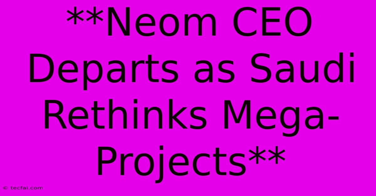 **Neom CEO Departs As Saudi Rethinks Mega-Projects** 