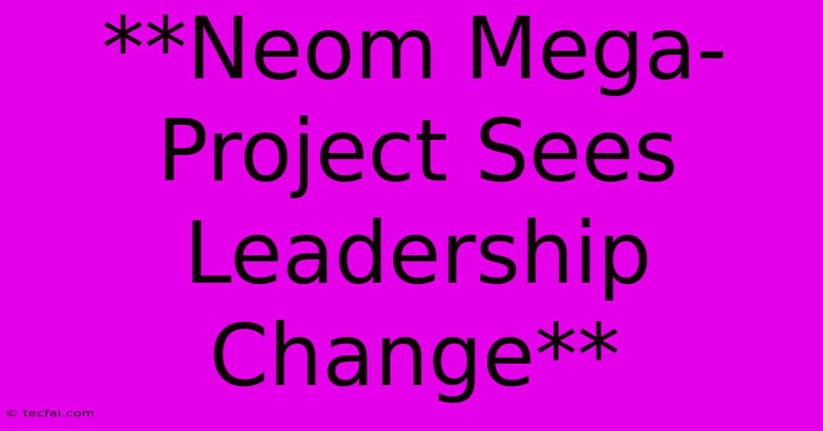 **Neom Mega-Project Sees Leadership Change**