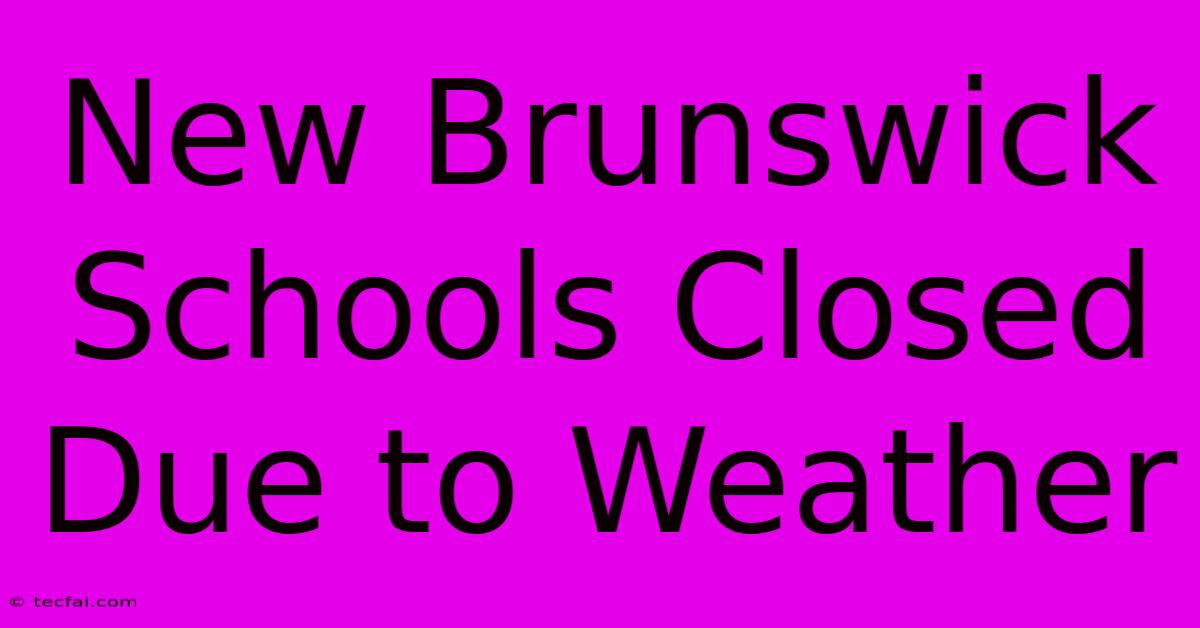 New Brunswick Schools Closed Due To Weather