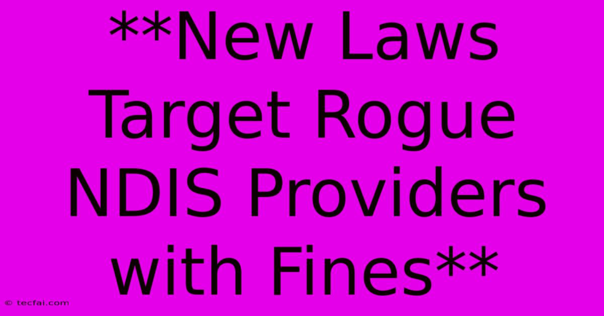 **New Laws Target Rogue NDIS Providers With Fines**