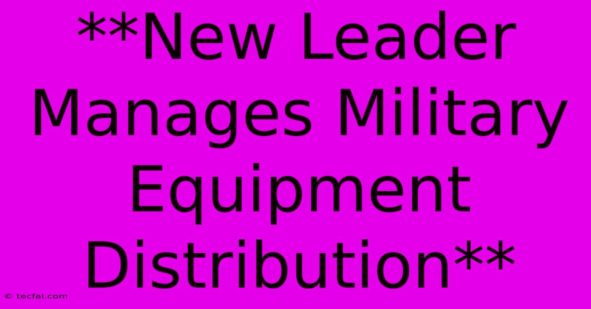 **New Leader Manages Military Equipment Distribution**