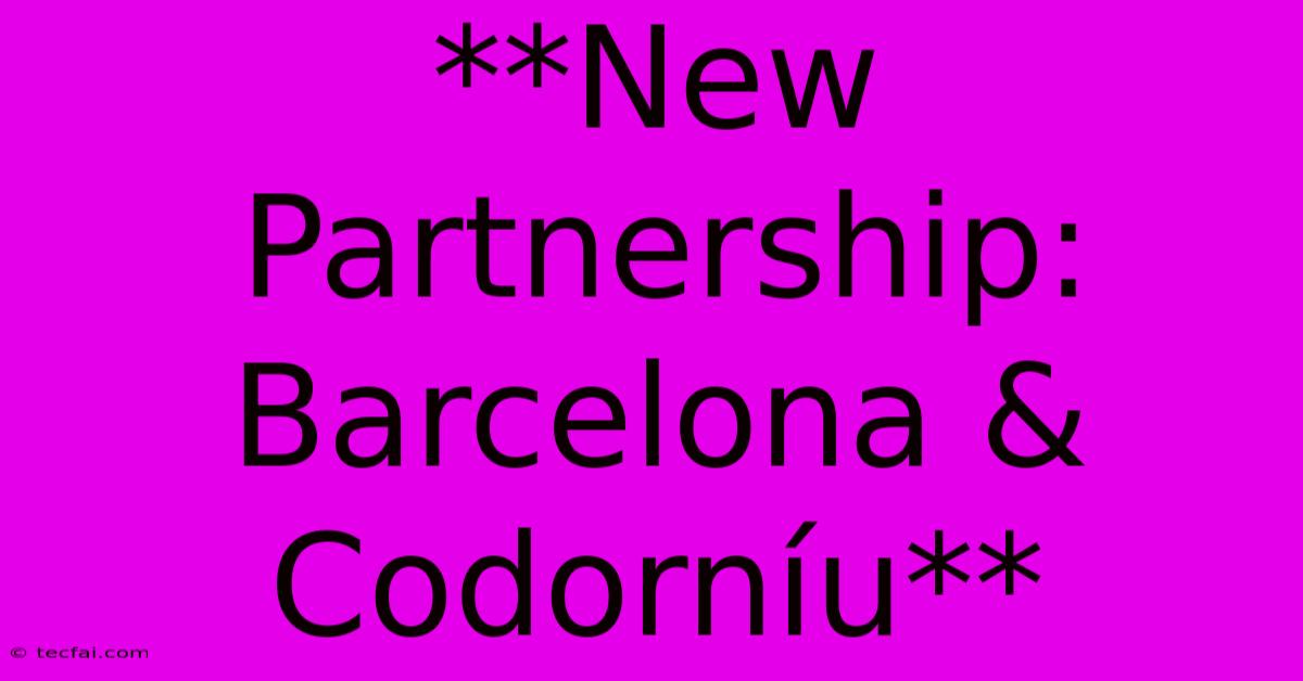 **New Partnership: Barcelona & Codorníu**