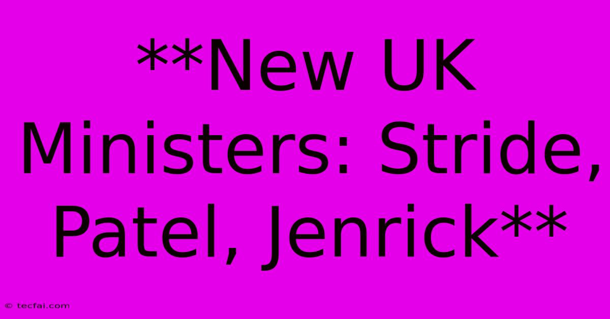 **New UK Ministers: Stride, Patel, Jenrick** 