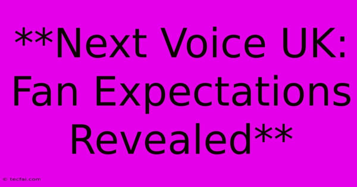 **Next Voice UK: Fan Expectations Revealed** 