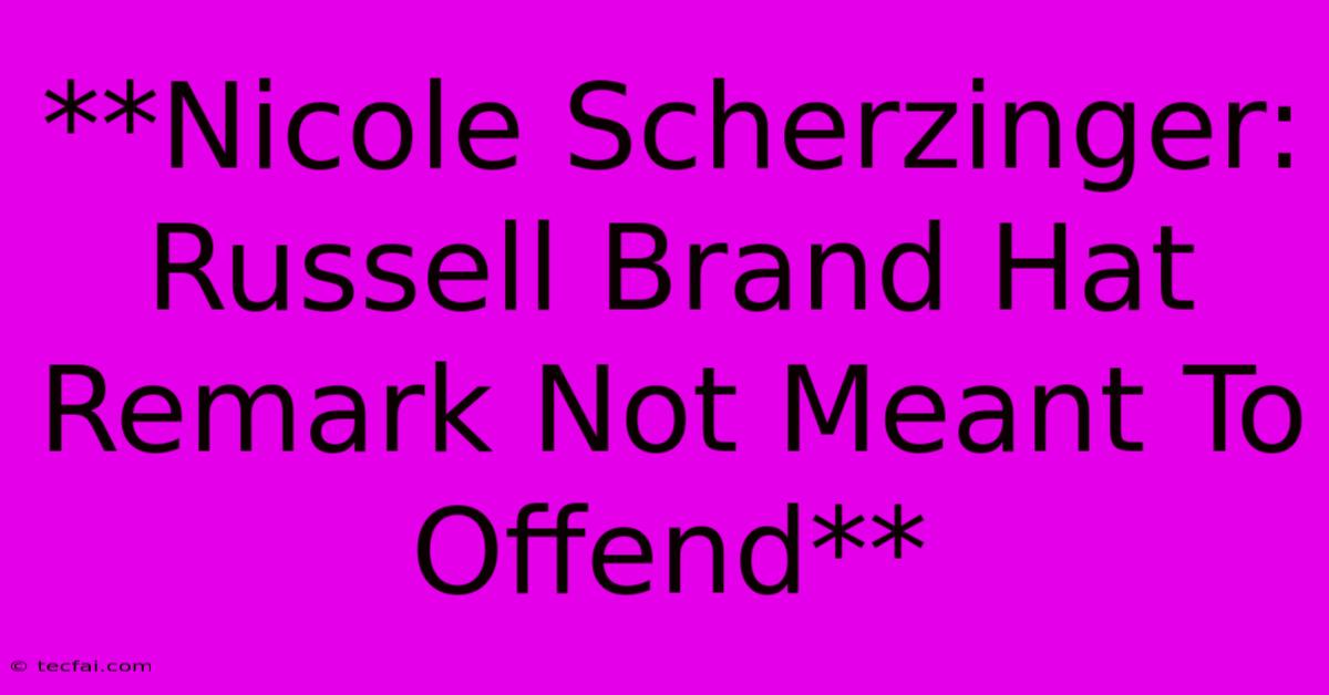 **Nicole Scherzinger: Russell Brand Hat Remark Not Meant To Offend**