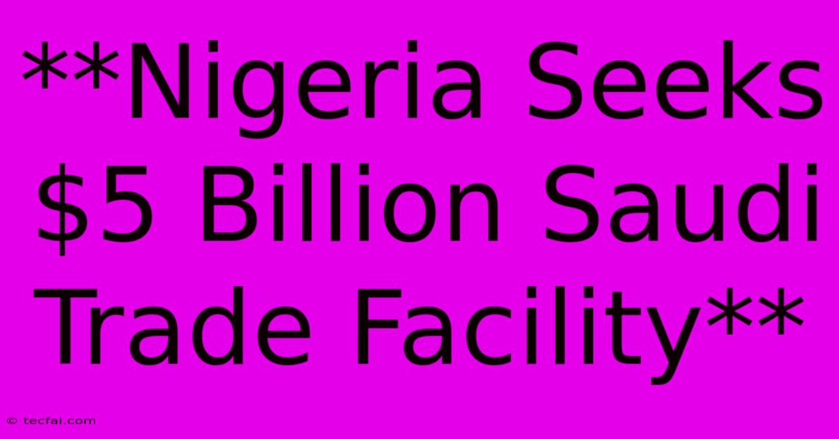 **Nigeria Seeks $5 Billion Saudi Trade Facility**