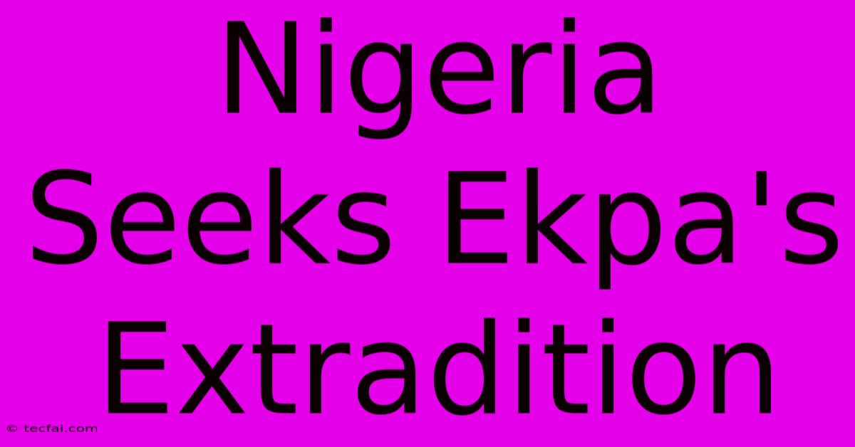 Nigeria Seeks Ekpa's Extradition