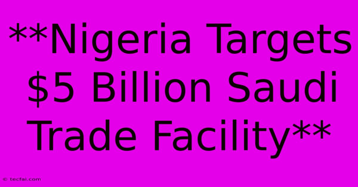 **Nigeria Targets $5 Billion Saudi Trade Facility**