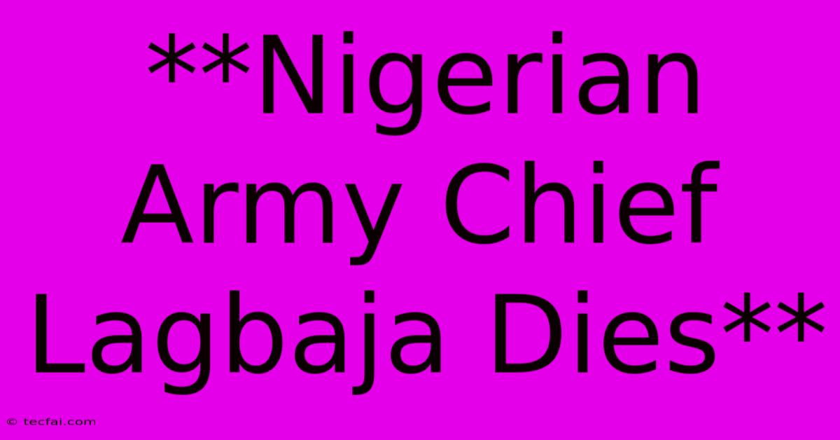 **Nigerian Army Chief Lagbaja Dies**