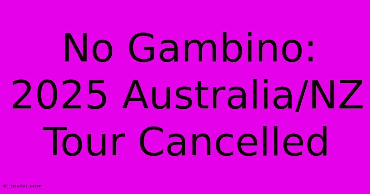 No Gambino: 2025 Australia/NZ Tour Cancelled