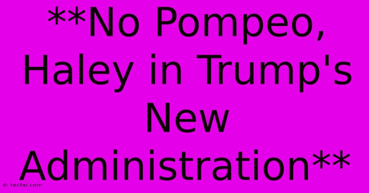 **No Pompeo, Haley In Trump's New Administration**