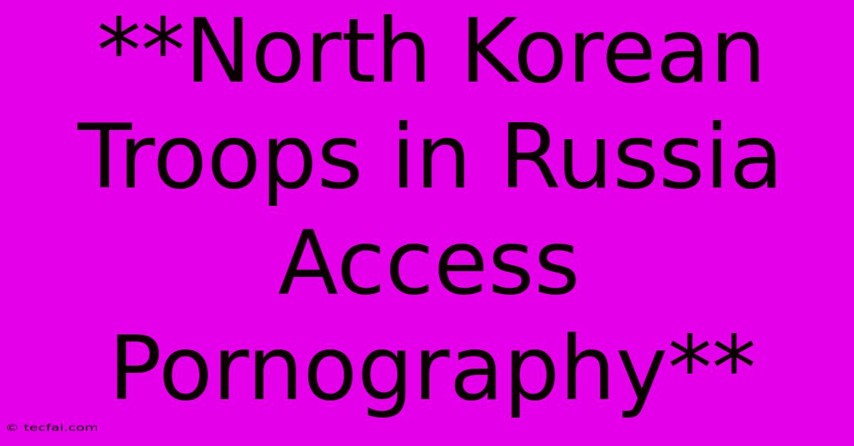 **North Korean Troops In Russia Access Pornography**