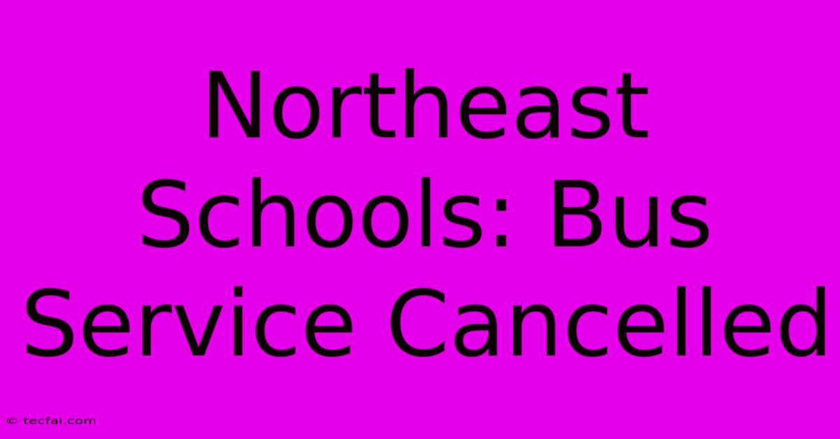 Northeast Schools: Bus Service Cancelled