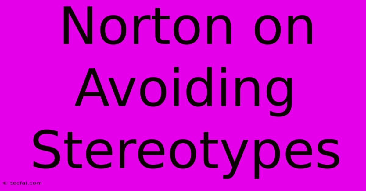 Norton On Avoiding Stereotypes