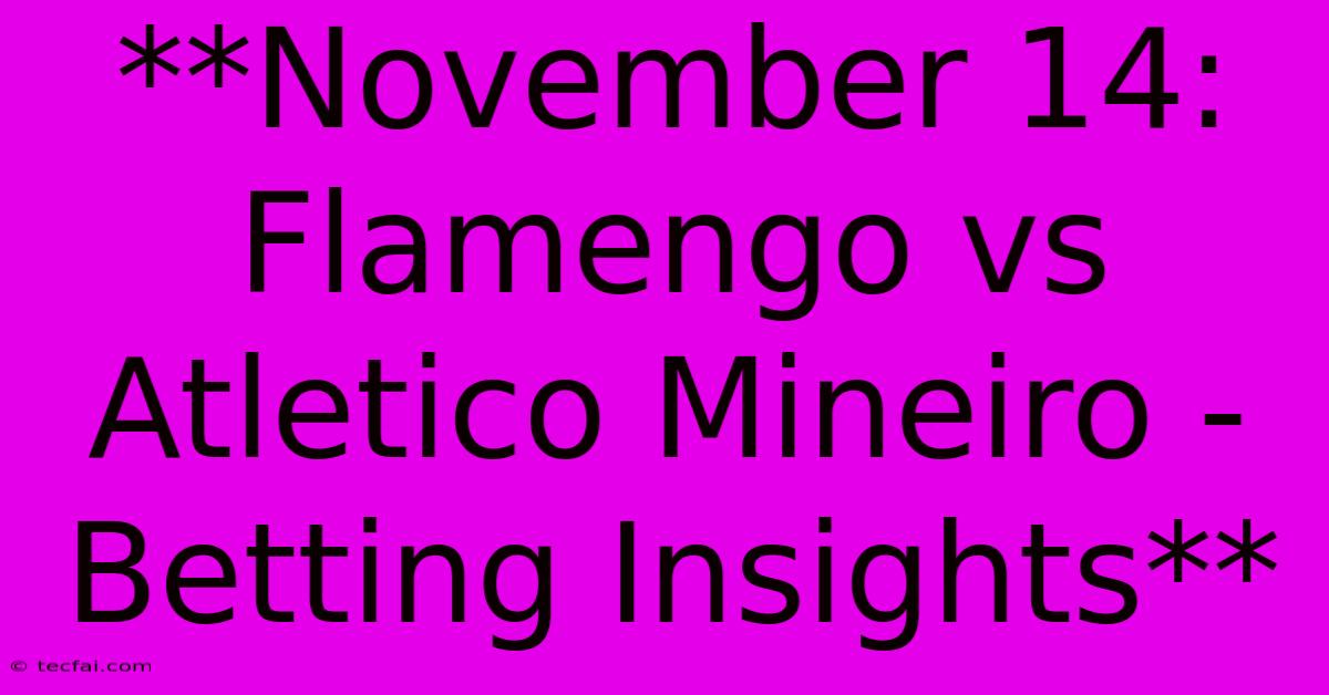 **November 14: Flamengo Vs Atletico Mineiro - Betting Insights**