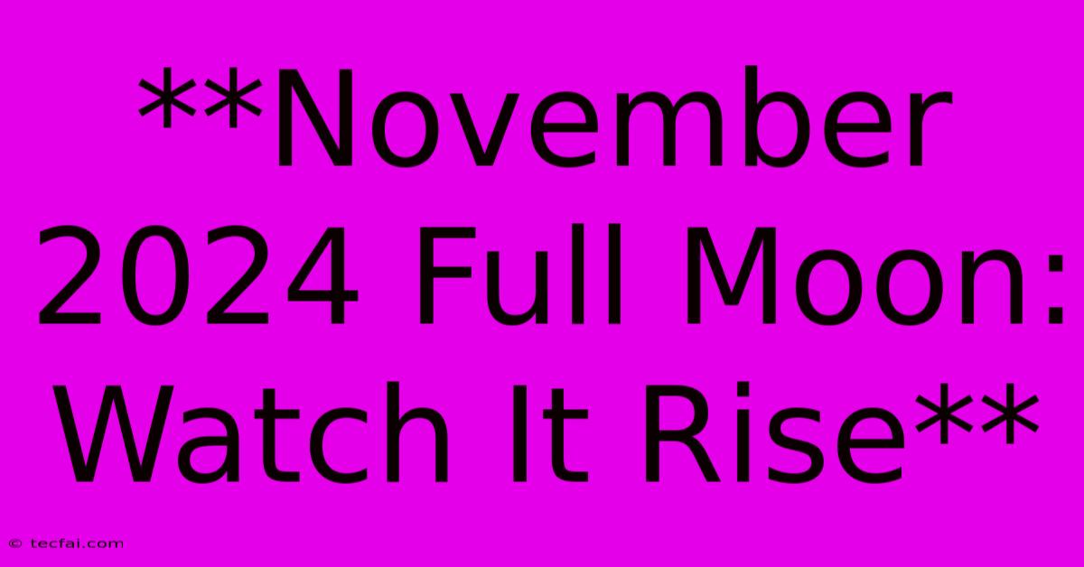 **November 2024 Full Moon: Watch It Rise** 