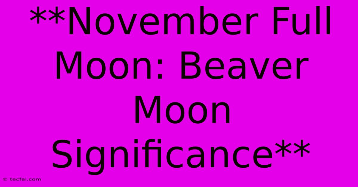 **November Full Moon: Beaver Moon Significance**