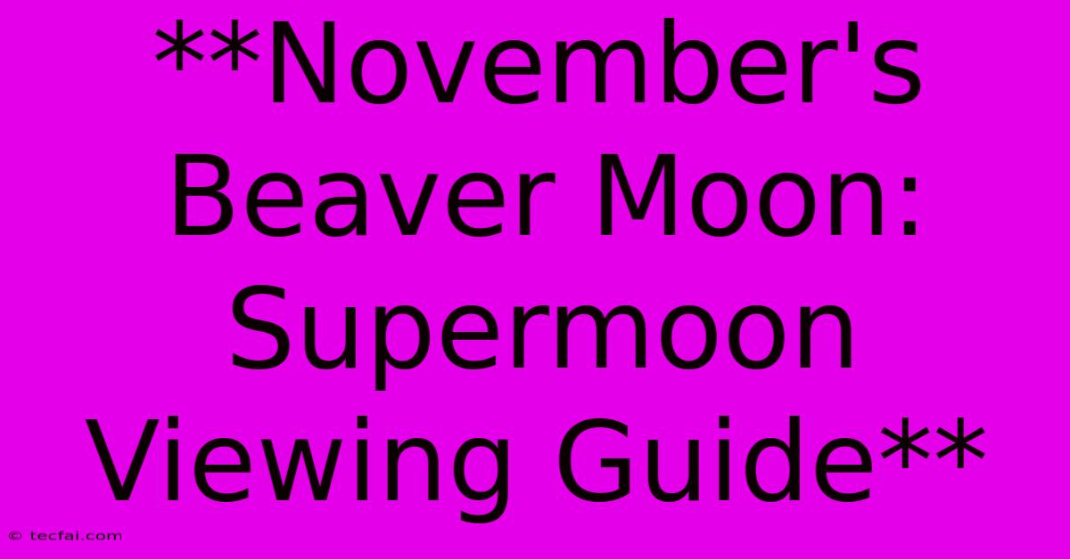 **November's Beaver Moon: Supermoon Viewing Guide**