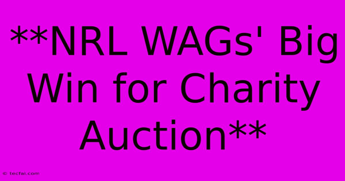 **NRL WAGs' Big Win For Charity Auction**