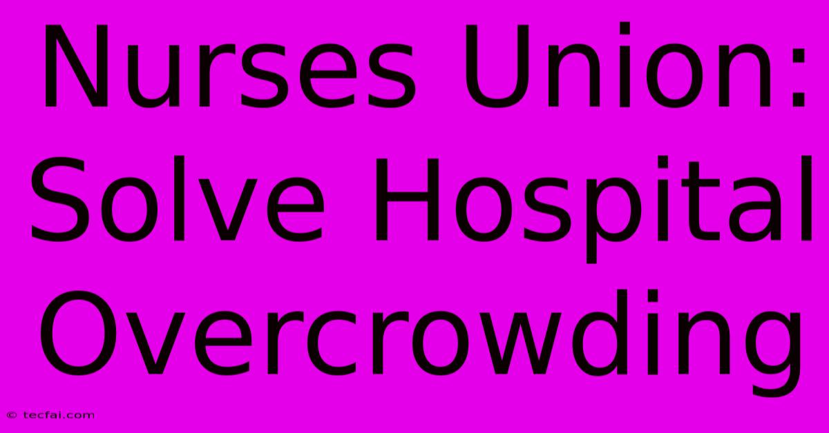 Nurses Union: Solve Hospital Overcrowding