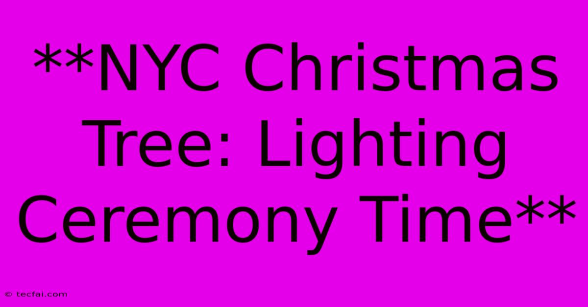 **NYC Christmas Tree: Lighting Ceremony Time**