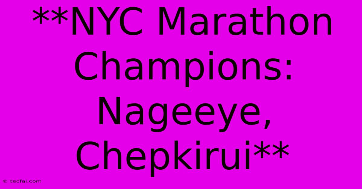 **NYC Marathon Champions: Nageeye, Chepkirui** 