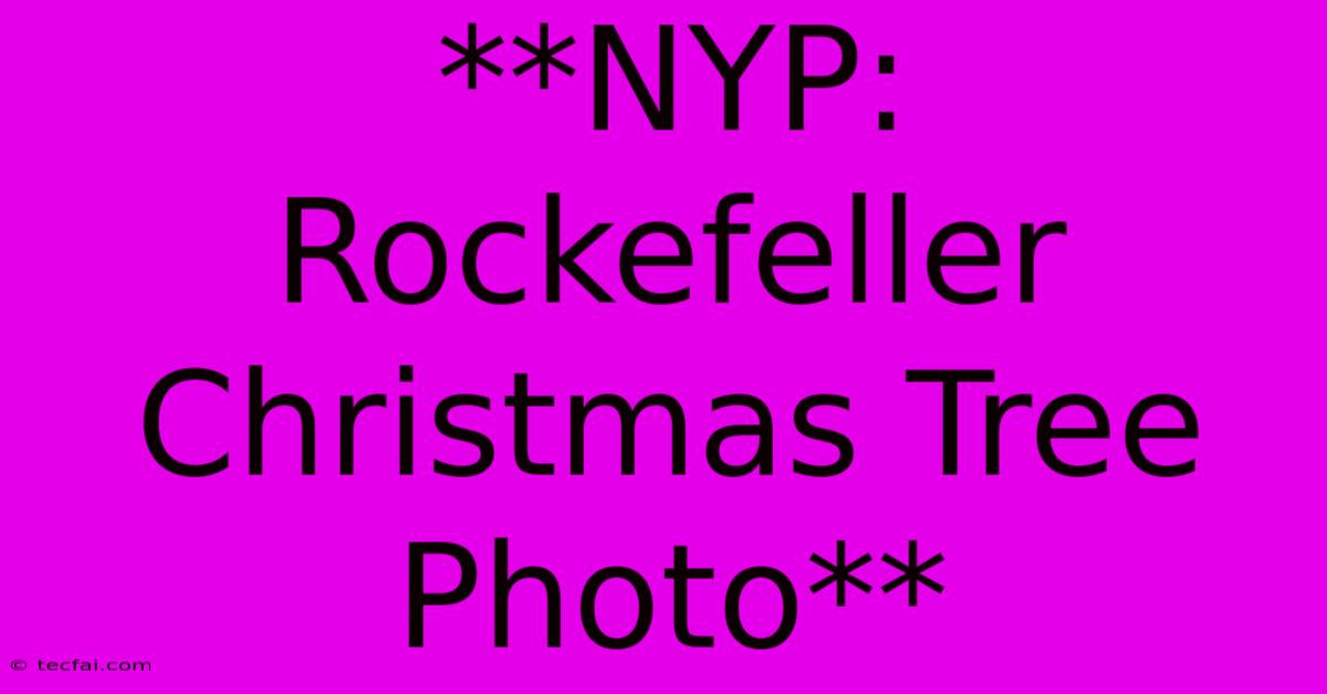 **NYP: Rockefeller Christmas Tree Photo** 