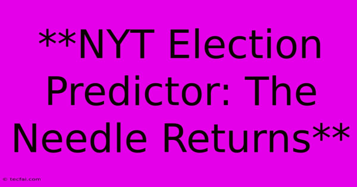 **NYT Election Predictor: The Needle Returns**