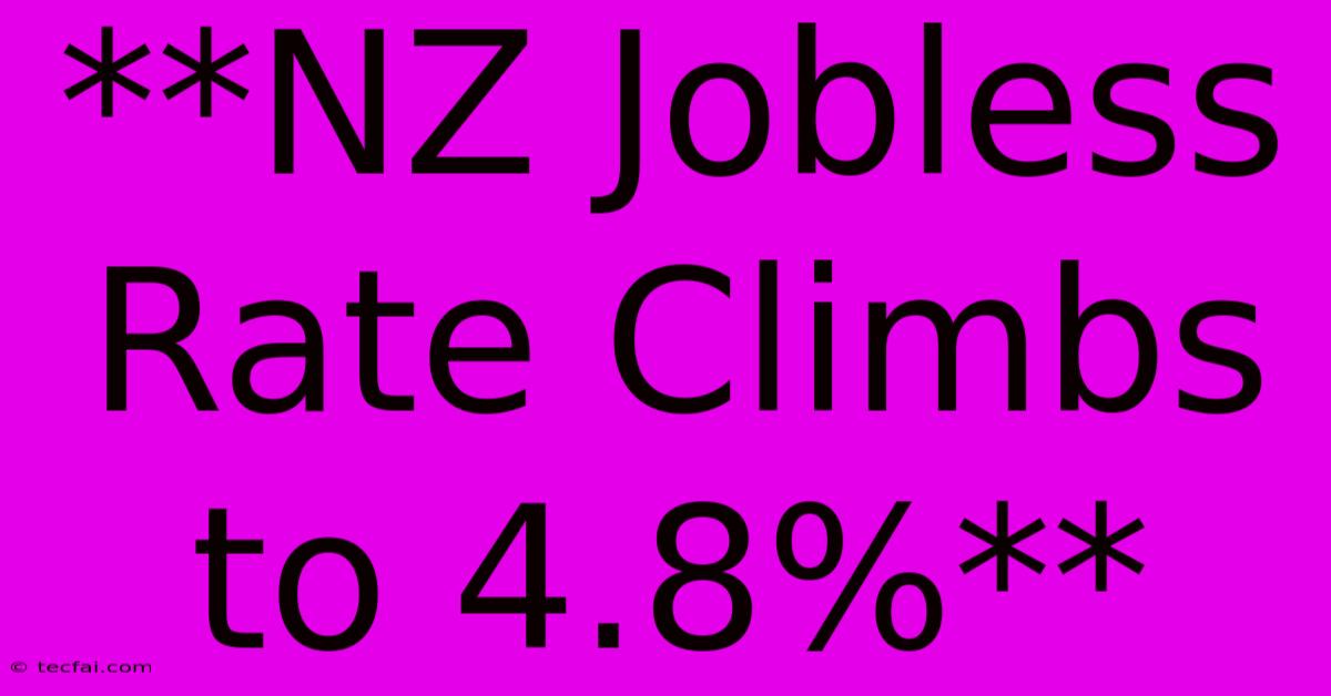 **NZ Jobless Rate Climbs To 4.8%**