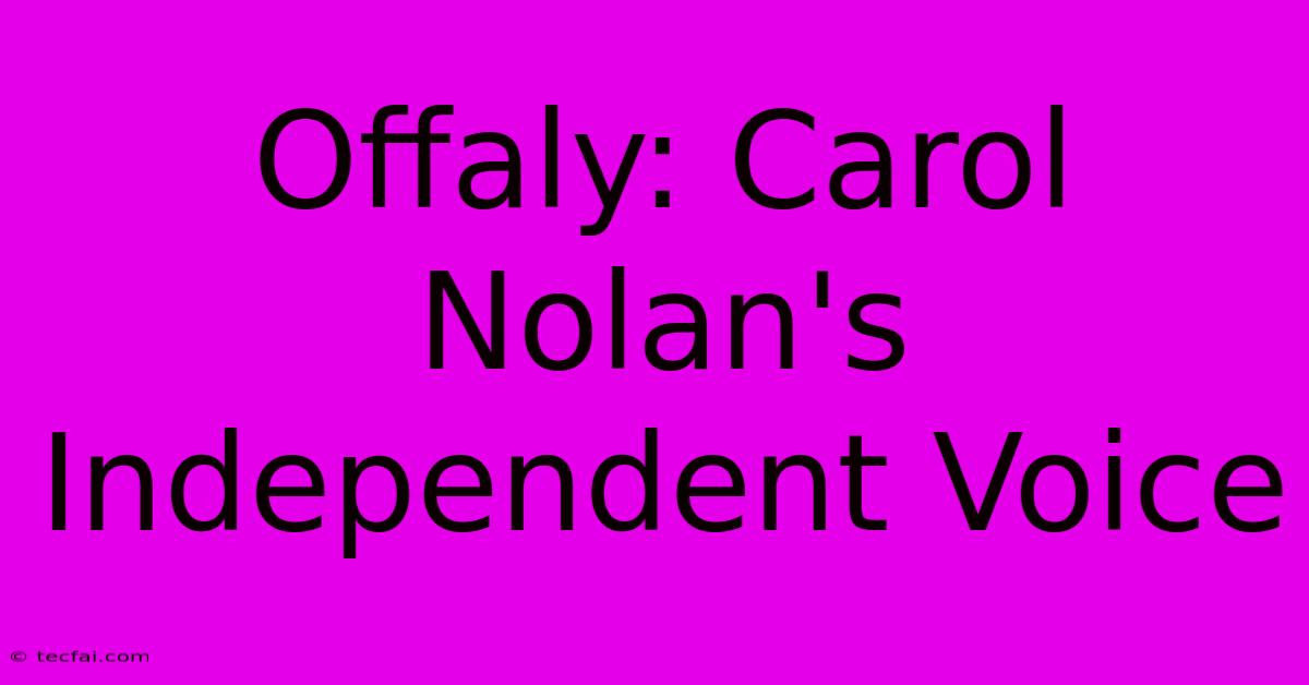 Offaly: Carol Nolan's Independent Voice