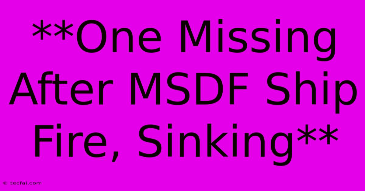 **One Missing After MSDF Ship Fire, Sinking**