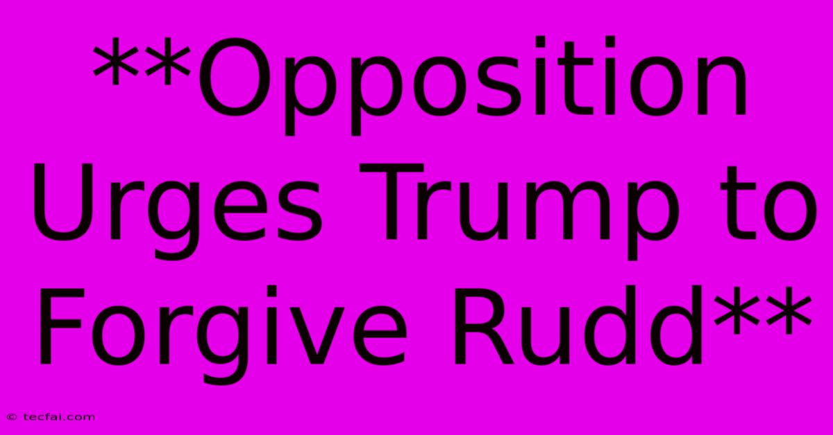 **Opposition Urges Trump To Forgive Rudd** 