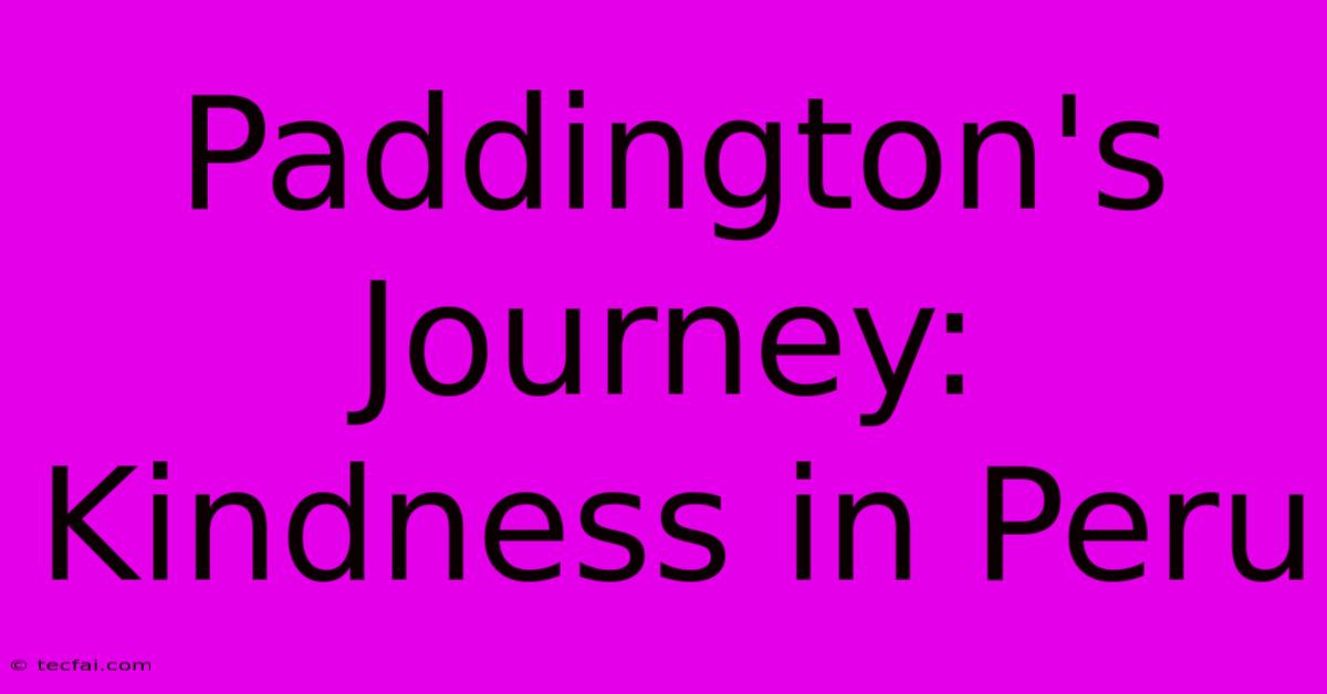 Paddington's Journey: Kindness In Peru