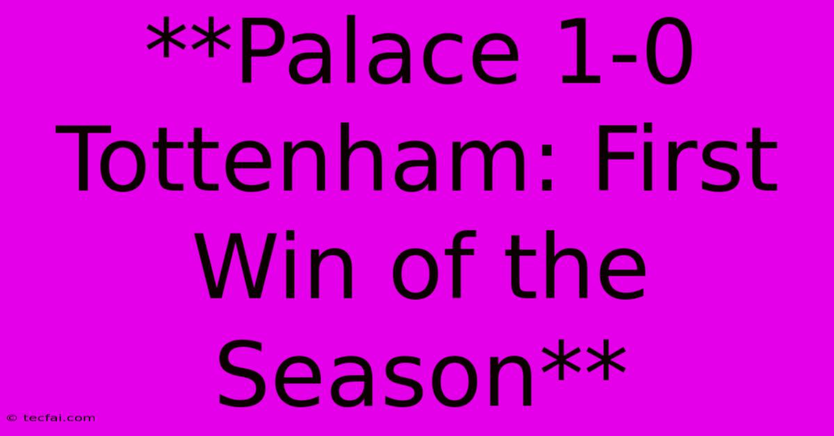 **Palace 1-0 Tottenham: First Win Of The Season**