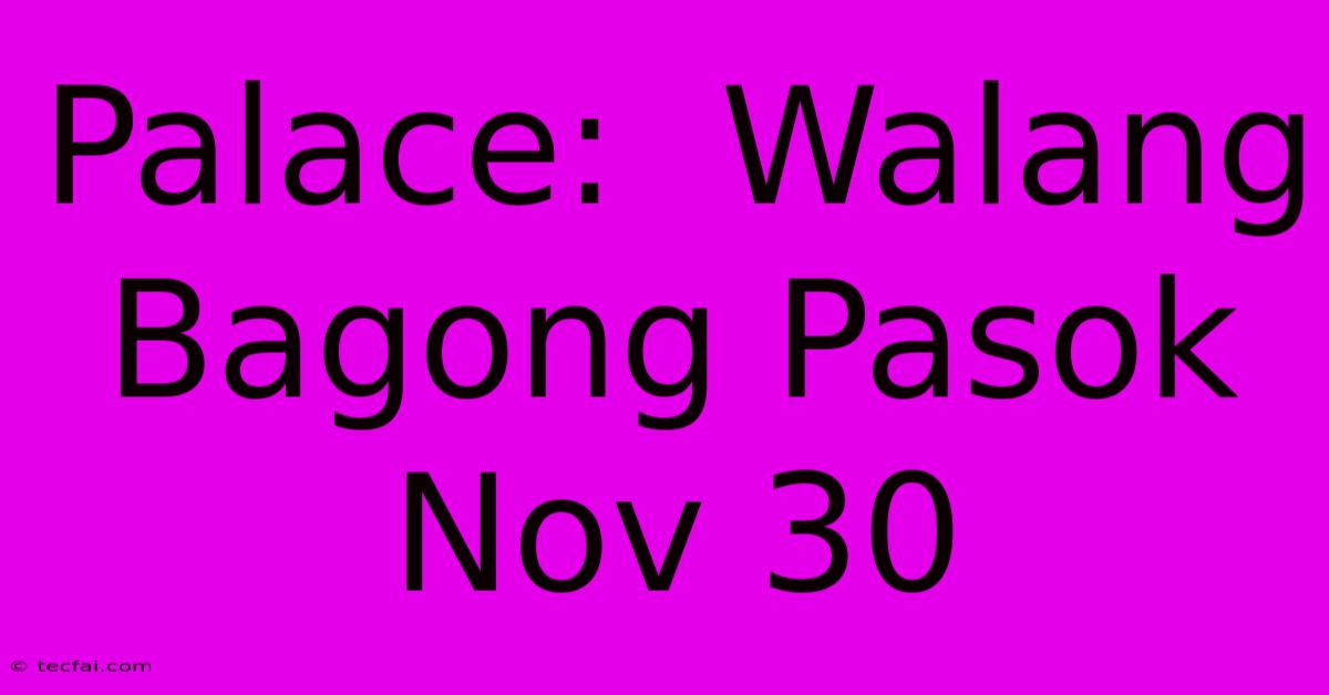 Palace:  Walang Bagong Pasok Nov 30