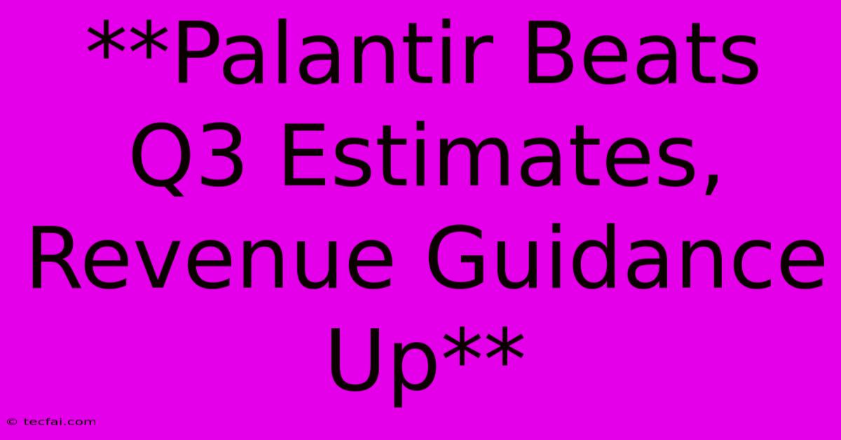 **Palantir Beats Q3 Estimates, Revenue Guidance Up**