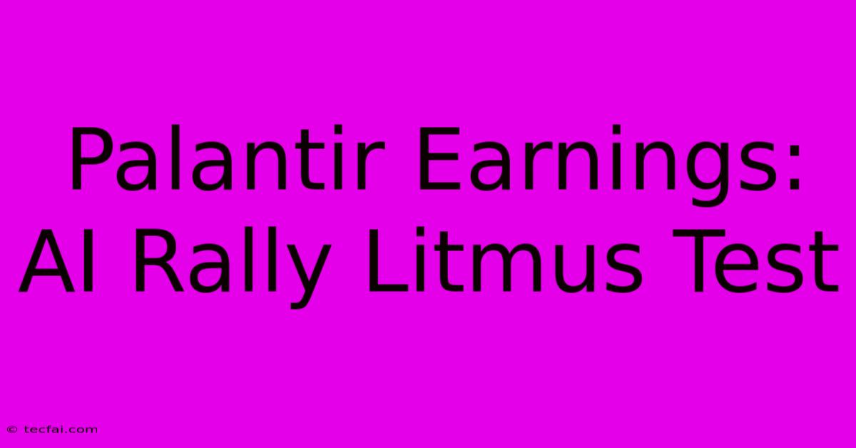 Palantir Earnings: AI Rally Litmus Test