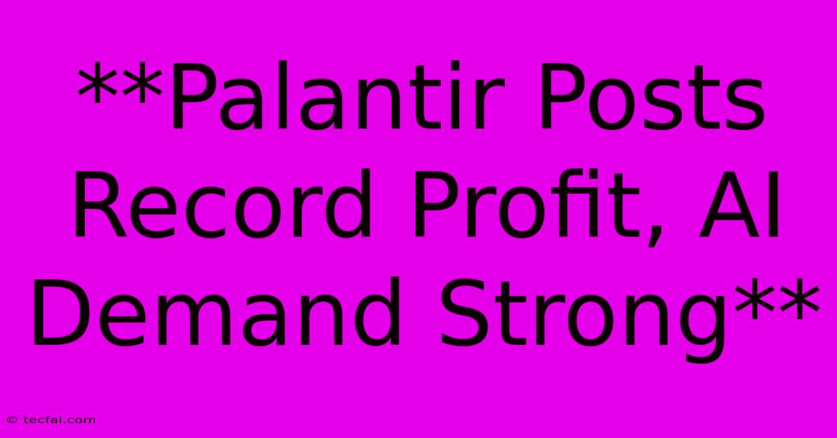 **Palantir Posts Record Profit, AI Demand Strong**