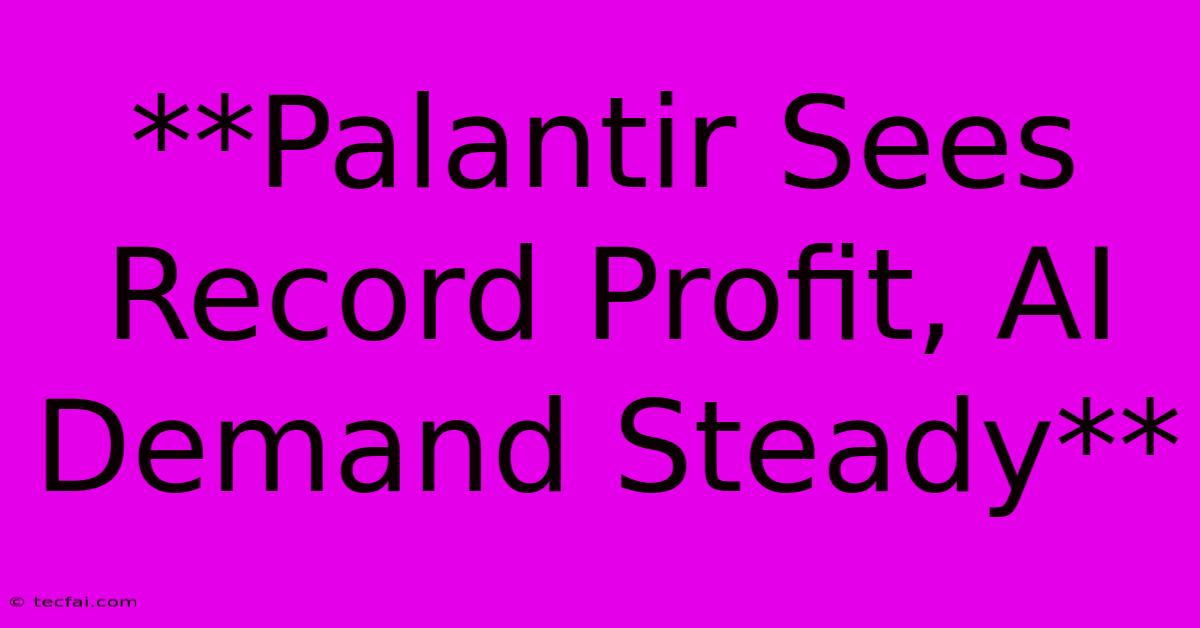 **Palantir Sees Record Profit, AI Demand Steady**