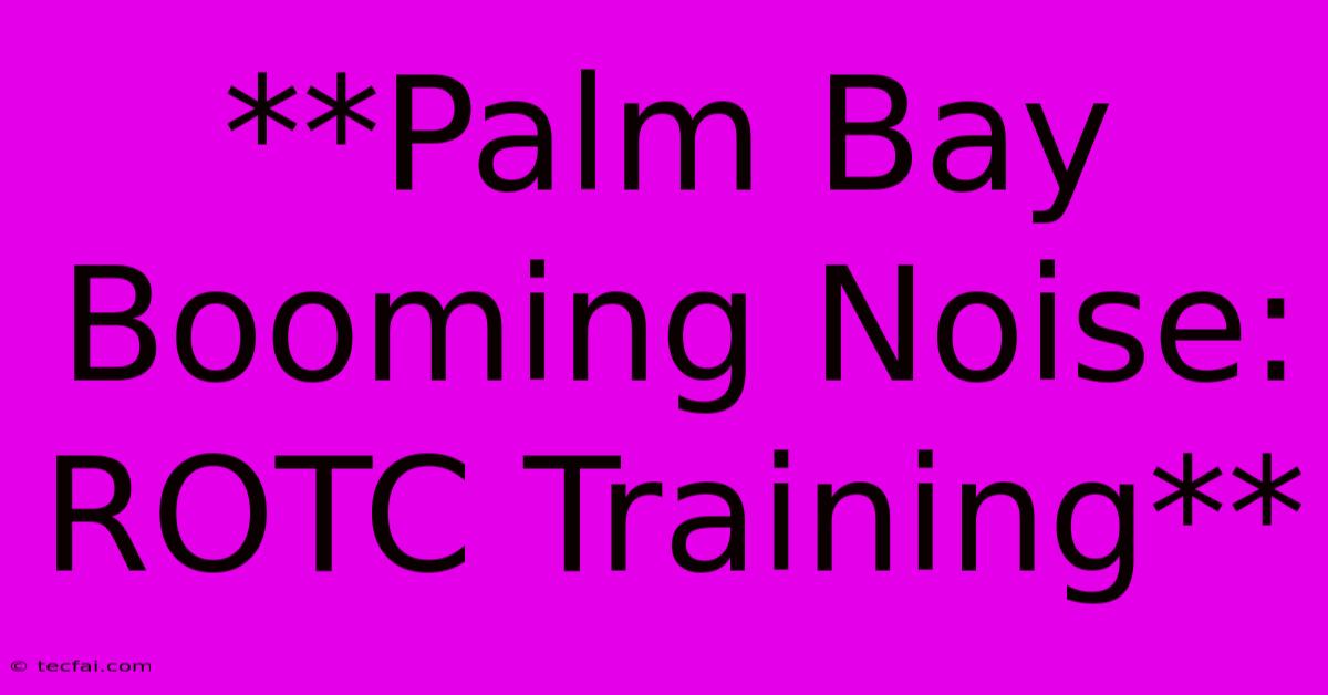 **Palm Bay Booming Noise: ROTC Training**