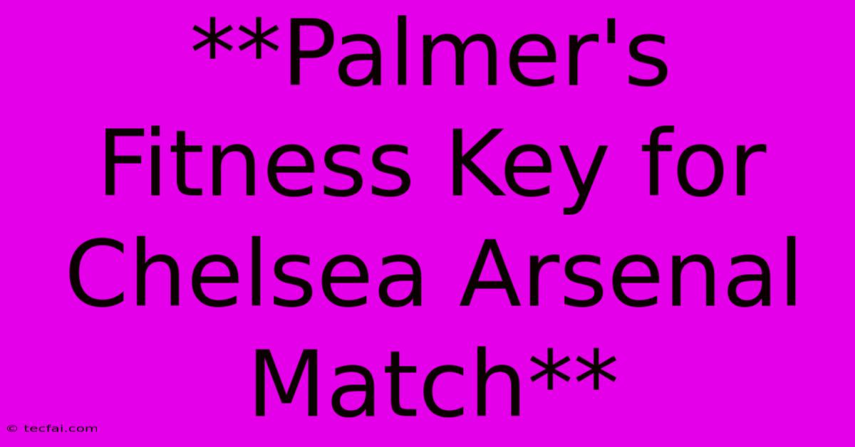 **Palmer's Fitness Key For Chelsea Arsenal Match**