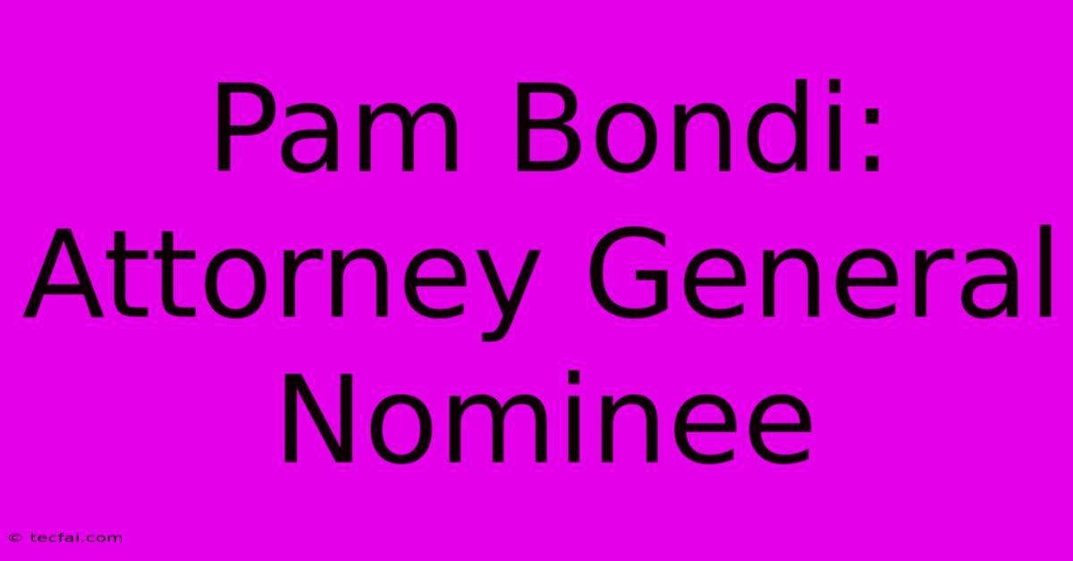 Pam Bondi: Attorney General Nominee