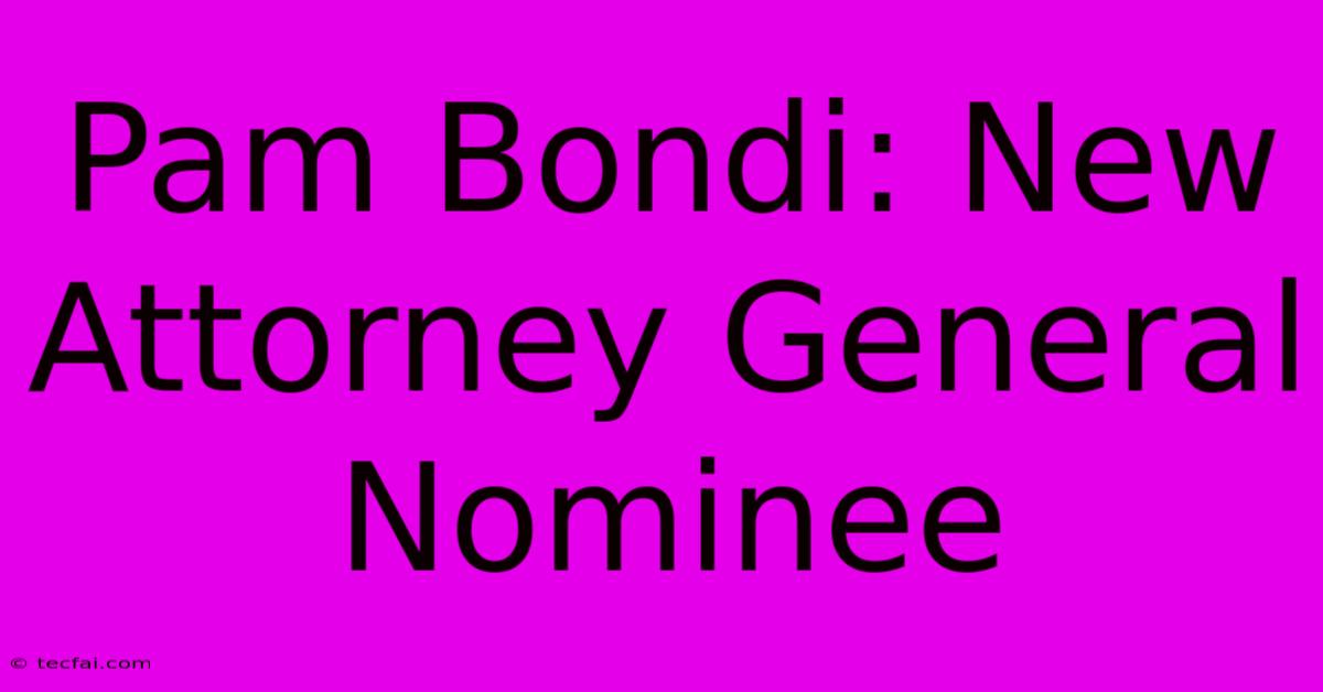 Pam Bondi: New Attorney General Nominee