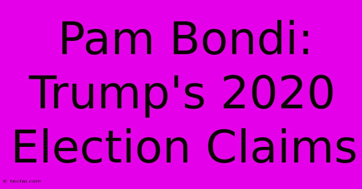 Pam Bondi: Trump's 2020 Election Claims