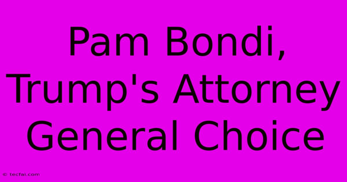 Pam Bondi, Trump's Attorney General Choice