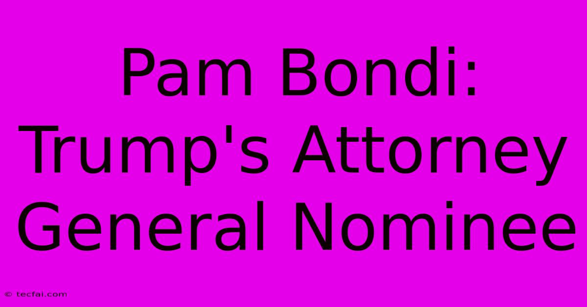 Pam Bondi: Trump's Attorney General Nominee