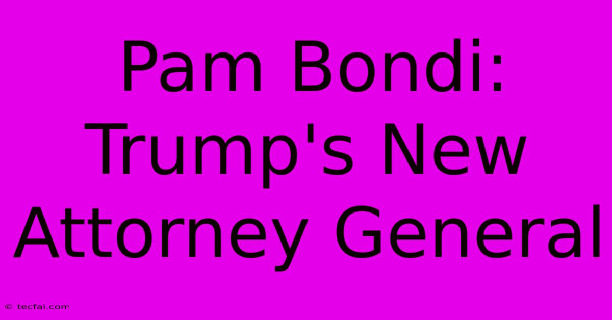 Pam Bondi: Trump's New Attorney General