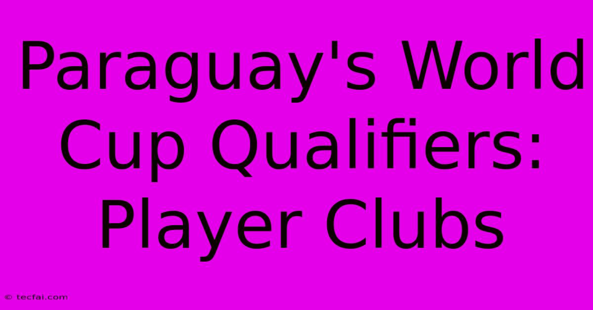 Paraguay's World Cup Qualifiers: Player Clubs