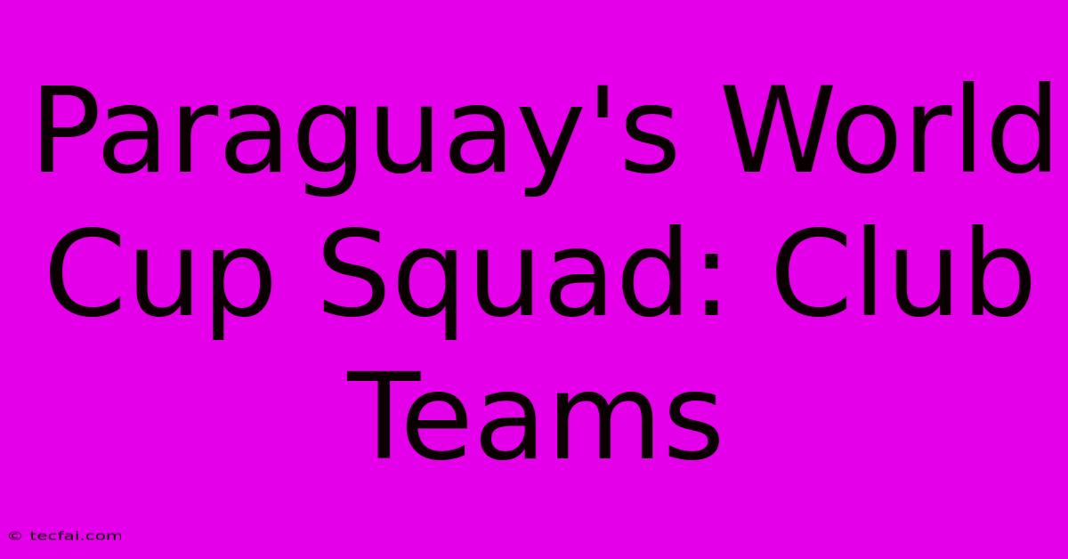 Paraguay's World Cup Squad: Club Teams